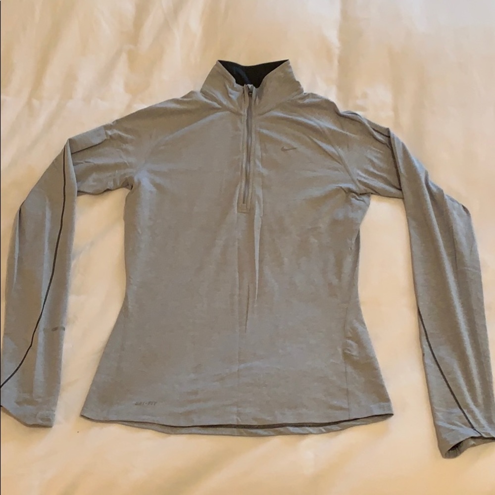 Light Grey Nike DRI-FIT Half Zip Pullover
